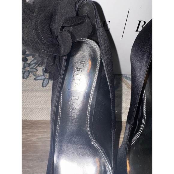 White House Black Market Black Heels Flower Peep‎ Toe Evening Party Shoes 7M - Picture 5 of 8